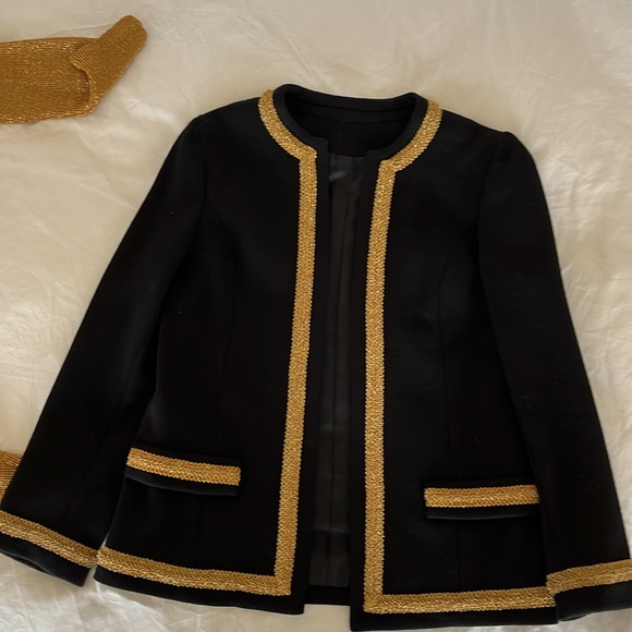 Vintage Evening gown with coat and scarf Black and Gold Lame no label Pure wool - Picture 11 of 14